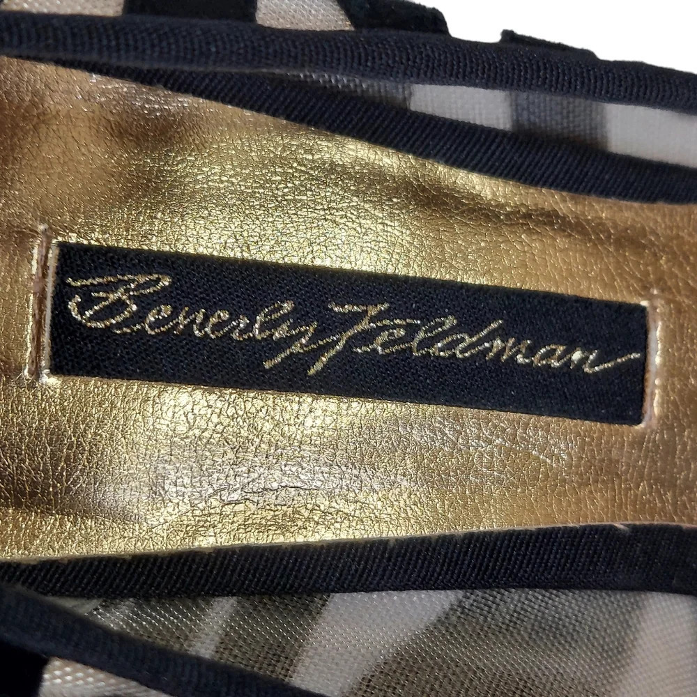 Beverly Feldman Honey2 Black Suede and Mesh Peep Toe Heel - Picture 6 of 16